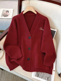 Sweater Coat Female Spring And Autumn Large Size Fat Mm Thin V-Necked Knitted Sweater Advanced Sense College Style Blouse