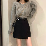 Zingj Autumn 2024 New Set For Women's Two-Piece Loose Knit Top A-Line Skirt Skirt Set Student Suit-Outfit