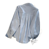 Striped Shirt Women 2025 Spring And Autumn New Design Sense Niche Collar Shirt Folded With Long-Sleeved