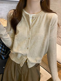 Zingj Autumn And Winter New Gray Knitted Cardigan With High-End Sweater Coat Thin Long-Sleeved Women's