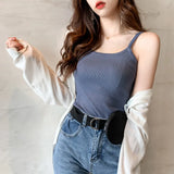 Zingj Knitted Waistband Vest For Women Wearing Summer Suits And Underwear Online Celebrity Sexy Top