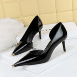Zingj Fashion Simple Sexy Nightclub Show Thin Heel Ultra High Heel Side Hollow Shallow Metal Single