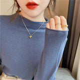 Zingj Version Of The New Autumn And Winter High Elastic Soft Waxy Bottom Shirt Women's Half Turtleneck Sweater Roll Edge Cover With A Thin