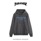 Fall New American Version Of Classic Flame Hooded Hoodie Men's Round Collar Loose Couple Hooded Jacket Ins