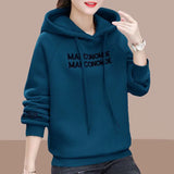 velvet winter Women's Letter printed Hooded Female plaszcze damskie jesienne Thicken Warm Hoodies Lady Autumn
