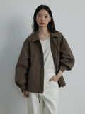 [Daihe] Autumn New Leisure Collar Pull Rope Versatile Temperament Even Sleeve Relaxed Shirt Coat Female H7477-Outfit