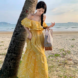 Zingj Embroidered One-Out Collar, Off-The-Shoulder Holiday