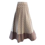 Zingj Knitted Skirt Korean Version High Waist Spliced A-Shaped Skirt With Sweater Medium-Length Bottomed Woolen