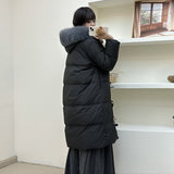 High Sense Fox Big Hair Collar Down Jacket Female 2024 Winter Thick Length Of The Square Button Warm Bestie Coat Tide-Outfit