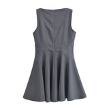 Spring Skate Sleeveless Solid Color Mini Dress