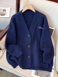 Sweater Coat Female Spring And Autumn Large Size Fat Mm Thin V-Necked Knitted Sweater Advanced Sense College Style Blouse