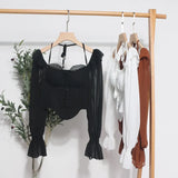 Girls Shoulder-Mounted Neck With Long-Sleeved Chindal Wooden Ear-Deared Shirt Short With Chest Cushion Top