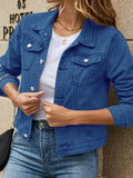Fashion And Slim Lapel Denim Coat-Outfit