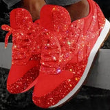 Zingj Casual Shoes Fall 2023 New Sequins With Breathable Rhinestone Thick Sole Student Large Size Women's