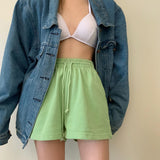 Shorts Solid Cotton Cozy Simple Casual Loose Hipsters Running Breathable All-match Streetwear Hot Teens Wide Leg
