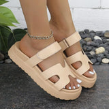 Summer New Thick Bottom Cool Slippers Large-Size Magic Sticker Outside Wearing Casual Women's