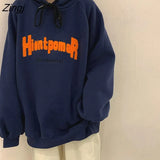 Women Lady Clothing Trendy Letter All-match Warm Korean Style Thick Loose College Apricot New Design Simple Basic