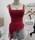 Tector-Mat T-Shirt With Bosom Tset T-Shirt With Irregular Sling Vest T-Shirt With Tsets