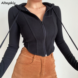 Basic Jackets Women Solid Skinny Hooded Sexy Outwear Spring Ins Streetwear Casual Fashion European Style Long Sleeve