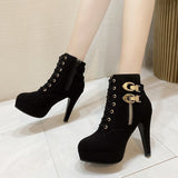 Zingj Women's Boots Super High-Heeled Boots 2024 Autumn And Winter New Fashionable Large-Size Fine-Heeled Female Martin