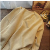 Zingj Autumn And Winter New Large Version Of Korean V-Collar Solid Color Lazy Breeze Loose Sweater