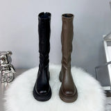 Zingj Boots Fall 2023 High Tube Knight Boots Platform Increased Women's Boots Back Zipper Skinny Boots Women's Leather
