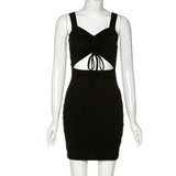 Women Spaghetti Strap Dress Spring Summer Hollow Out Sleeveless Slim Dresses 2023 New Lady Casual Mini Dress