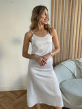 Women Party Dress Plus Size S-5XL Double Layer fabric High Quality Summer Spaghetti Satin Long Woman Dress Soft