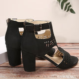 Zingj Thick Heel Fish Mouth Hollow Out After Hollow Out Fashion Outside Banquet Hook Buckle After Zipper Fashion High Heel Thick Heel