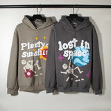 Skull Print Hooded Hoodie Ins Trendy Men's High Street Hoodie In Spring And