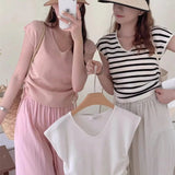 Silk V-Collar Vest Women Draw Rope Waist Design Sense Minority Summer 2024 New Chic Sweater