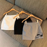 Women Trendy Leisure All-match Mini High Waist Youth A-line Elegant Daily Folds Summer Breathable Simple Solid Slim