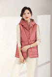 Autumn And Winter New Style Down Jacket Vest Female Short Money Double-Sided Wear Light Hooded Casual Warm Coat Tide Horse Clip-Outfit