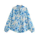 Spring Flower Print Shirt Flower Print Fan Flute Skirt 7484067