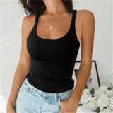 Sleeveless Spaghetti Vest Quality Knitted Camis U-neck Tank Tops Casual Solid Color Basic Camisole For Female Plus