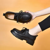 Zingj Head Small Leather Shoes Women's 2024 Head Cowhide Lace-Up Single Shoes Four Seasons Shoes Comfortable Soft Leather Love
