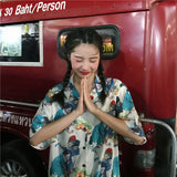 Chiffon Blouse Women 2023 Women's Summer Tunic Vintage Clothes Female Hawaiian Shirt with Short Sleeve Harajuku Top