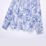 Spring Style Laminated Decorative Flower Printed Loose Blouse