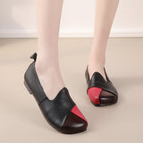 Zingj Low-Heeled, Soft-Soled Casual Women's Shoes, Matching Leather, Cow Tendon Soles, Single Shoes, Middle-Aged And Elderly Mother Shoes, Dancing