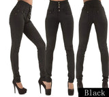 Elastic High Waist Slim Small Feet Jeans Woman-Outfit