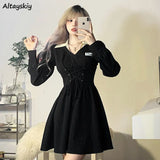 Dresses Women M-5XL Hotsweet Lace-up Tender Panelled Casual Y2k Girls Autumn Party Korean Style Aesthetic Comfort