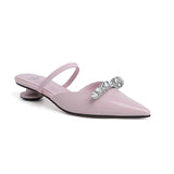 Zingj Powder ~ Huge Beauty! Laint Ered Pink Half Head Cool Slippers Women Wear Summer Silver Pointed