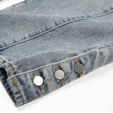 Jeans for men and women Vintage Jeans embroidered jeans for baggy jeans pocket jeans Button split denim pants Blue