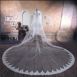 White Ivory Cathedral Wedding Veil Long Lace Edge Bridal Veils Comb veli Two Layers wed veil Blusher Veil Wedding