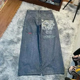 Y2K Baggy Jeans Men's Pattern Hip-Hop Street Harajuku Men's Wide-Legged