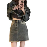 Zingj Fashion Suit Women's Short Jacket Jacket Autumn New Package Hip Skirt Temperament Skirt Two Set-Outfit