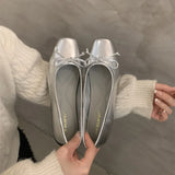 Zingj Single Shoe Shallow Bow Spring 2024 New French Gentle Night Wind Flat Scoop Shoes Women's
