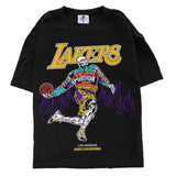 Men's T-Shirt Pure Cotton Street Clothing Animation Leisure Oversized Basketball Printed Short-Sleeved Shirt