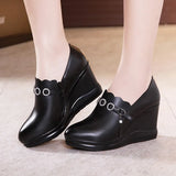 Autumn And Winter Slope High Heel Waterproof Platform Deep Tip Single Shoes Women's Plush Black Large Size 40-43 Women's