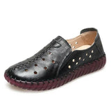 Summer Genuine Leather Shoes New Fashion Women Shoes Woman For Mom Women's Flats Comfortable Handmade Pregnant Hole